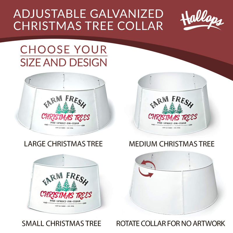 Hallops Galvanized Tree Collar - Large to Small Christmas Tree. Adjustable Metal Skirt