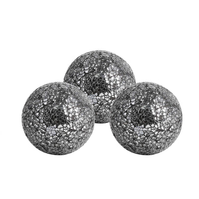 WHOLE HOUSEWARES | Decorative Balls | Set of 3 Glass Mosaic Orbs for Bowls | 4" Diameter