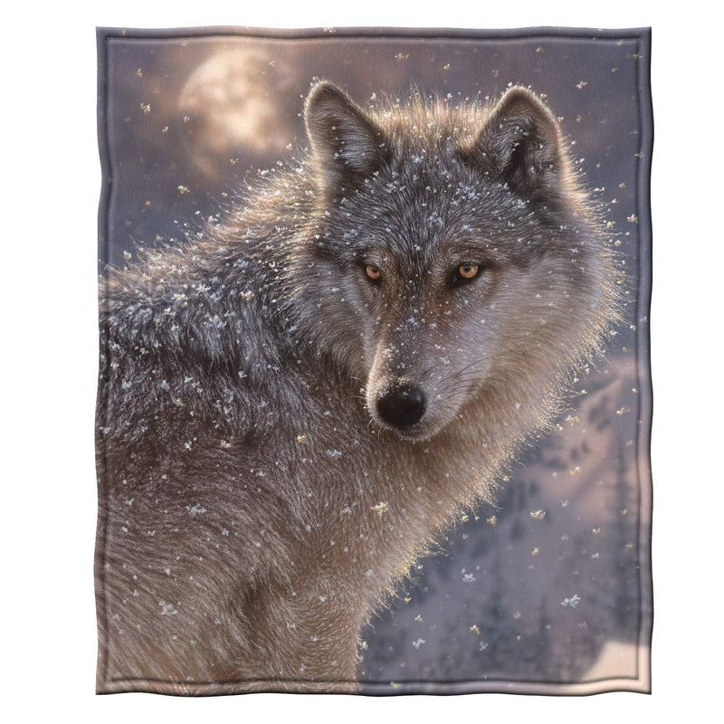 Fleece Throw Blanket by Collin Bogle (Sunlit Soulmates Wolves