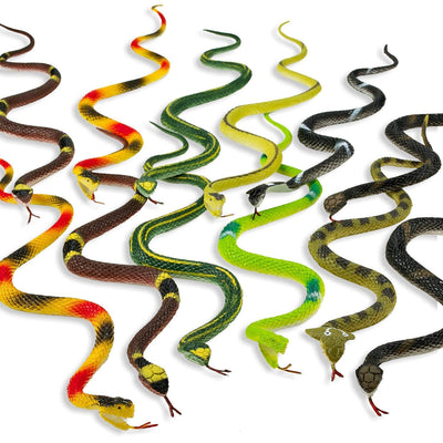 Kicko 14 Inch Assorted Big Rainforest Snakes - 12 Pieces Stretchy Limbless Replica