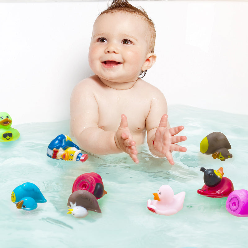 Kicko Assorted Rubber Ducks - 2 Inches - for Kids, Sensory Play, Stress Relief, Novelty, Stocking Stuffers, Classroom Prizes, Decorations