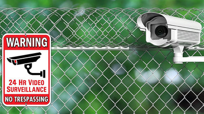 Warning 24 Hour Video Surveillance No Trespassing Metal Sign - Heavy Duty Aluminum