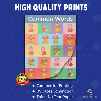 Sign Language Posters for Classroom - 2 Pack Includes Everyday and Commonly Used Words