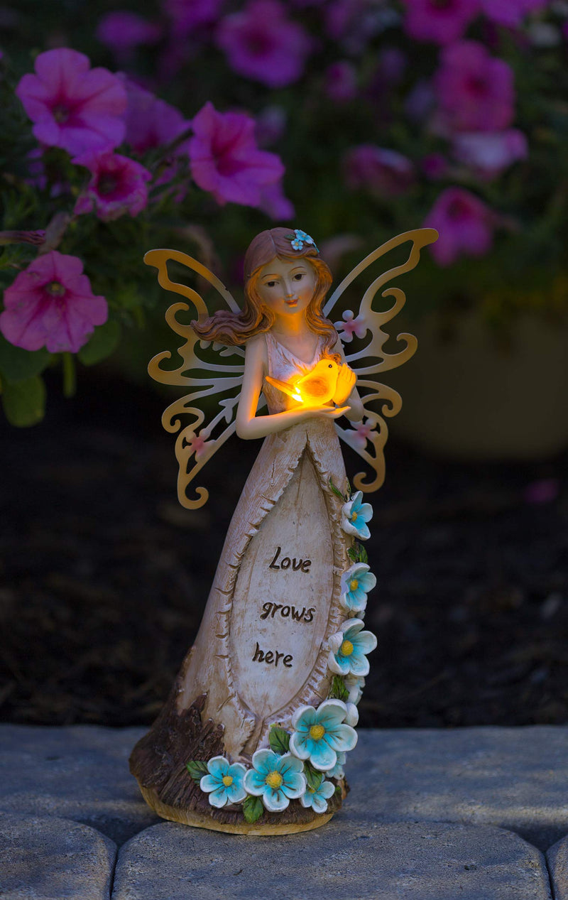 Love Grows Here Fairy Solar Powered Outdoor Decor LED Garden