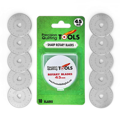 Precision Quilting Tools 45mm Rotary Cutter Blades (Pack of 10) Compatible with Olfa