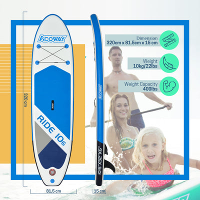 Inflatable Stand Up Paddle Board With Accessories, Sup, 10'6 32"6" Non-Slip