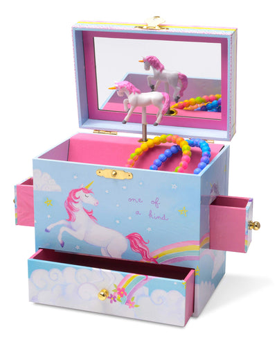 Jewelkeeper Musical Jewelry Box with 3 Drawers, Rainbow Unicorn Design, The Unicorn