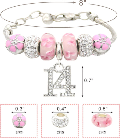 14th Birthday Gifts for Girls, 14th Birthday Charm Bracelet, 14th Birthday Necklace, 14th