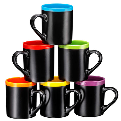 Ceramic Coffee Mugs 10oz Cups Tea Mugs Set of 6 (Matte Black