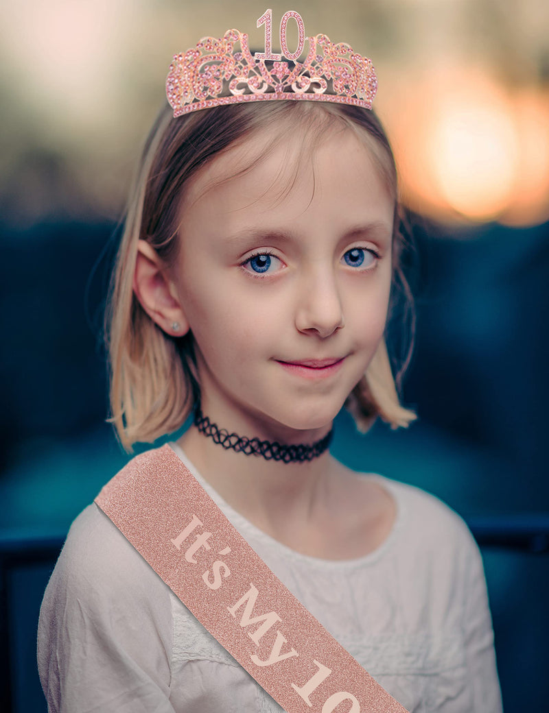 10th Birthday,10th Birthday Decorations for Girls,10th Birthday Tiara and Sash,10th