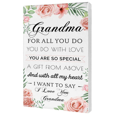 Grandma Gifts From Grandkids - Hangable Canvas Poem Gift For Grandma - Signs For Home