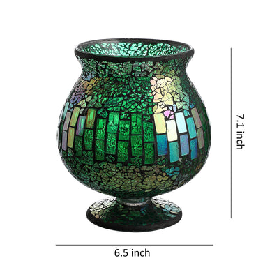 6.5 X 7 Inches Mosaic Glass Hurricane, Mosaic Glass Vase for Gifts & Home Decoration