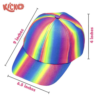 Kicko Rainbow Glitter Baseball Cap - 1 Piece, Snapback Brimmed Hat - One Size Fits All - 9