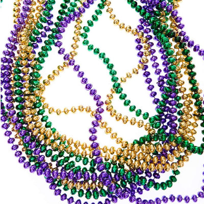 Kicko Mardi Gras Beads Necklace - 144 Pieces Metallic Bulk Party Favor Beaded Necklace