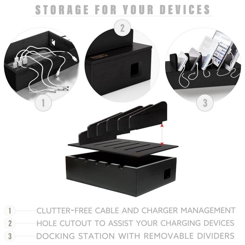 Prosumers Choice Natural Wood Charging Station Rack for Smartphones and Tablets