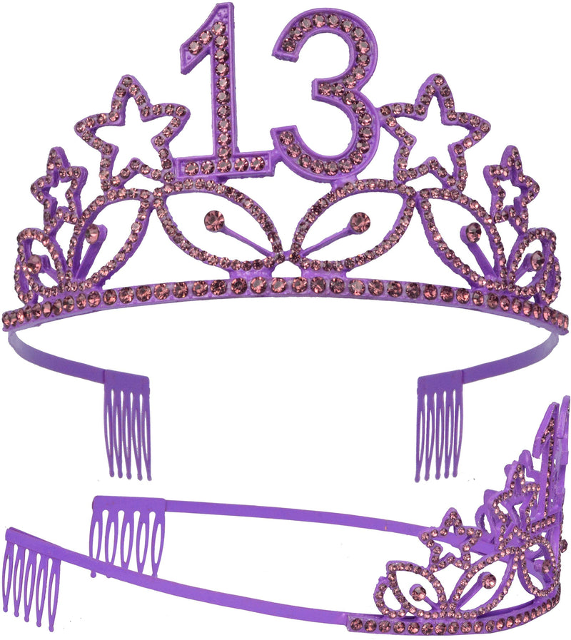 13th Birthday, 13 Birthday Tiara Purple, 13th Birthday Decorations for Girls, 13 Tiara