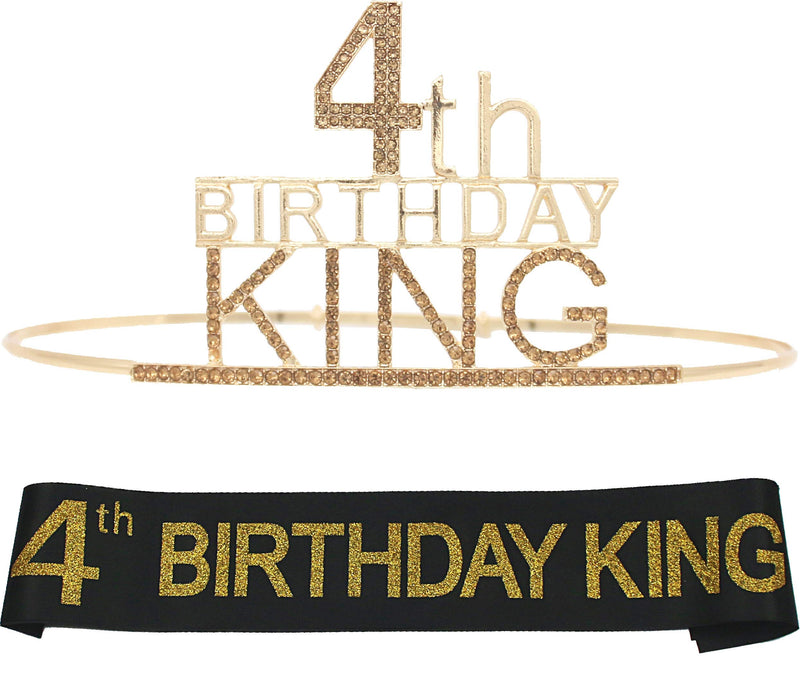 4th Birthday King Crown and Sash for Boy,4th Birthday for Him,4th Birthday Sash,4th