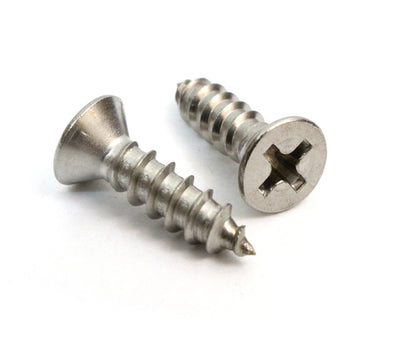 6 X 1/2'' Stainless Flat Head Phillips Wood Screw, (100 pc), 18-8 (304) Stainless Steel