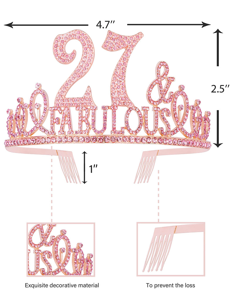 27th Birthday Gifts for Women, 27th Birthday Crown and Sash for Women, 27th Birthday