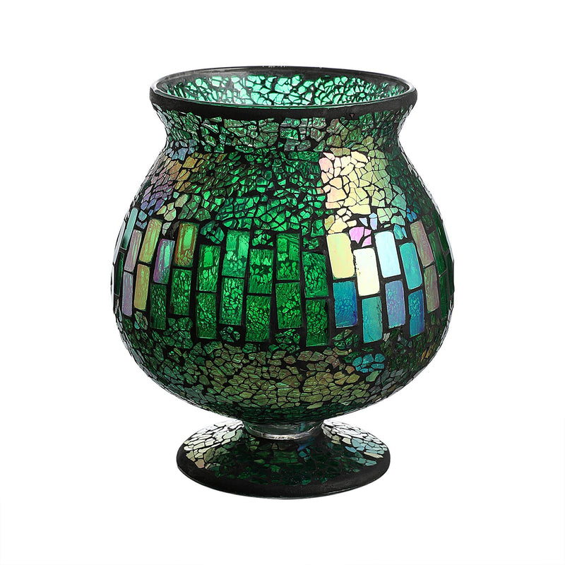 6.5 X 7 Inches Mosaic Glass Hurricane, Mosaic Glass Vase for Gifts & Home Decoration