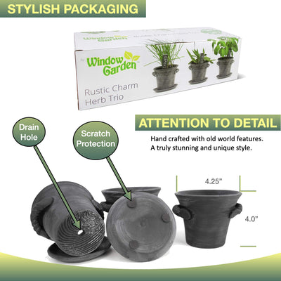 Window Garden Herb Growing Kit - Grow an Indoor Garden, Herb Kitchen Windowsill - Non GMO