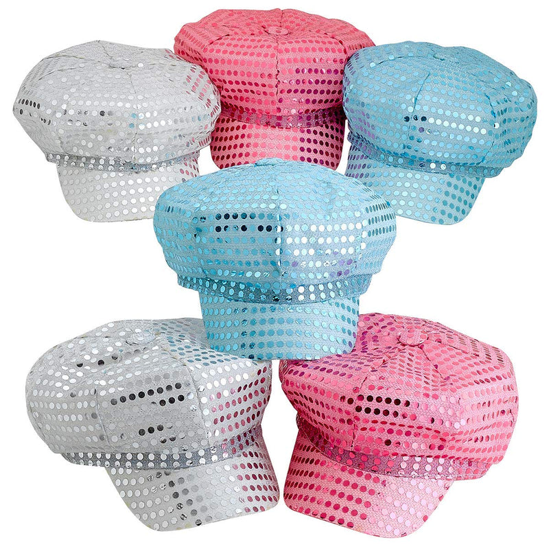 Kicko Sequin Newsboy Cap - Fashion Sequins Newsboy Style Cap - Pack of 6 - Head