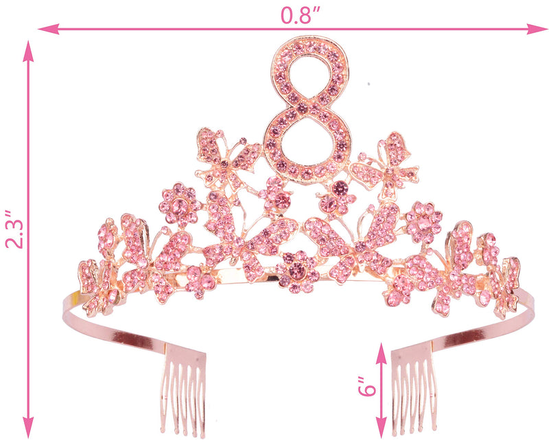 8th Birthday Gifts for Girls, 8th Birthday Tiara and Sash, Its My 8th Birthday Sash