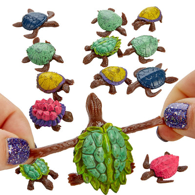 Kicko Stretchy Turtle Toys - 12 Pack, Assorted 2 Inch Tortoise Dolls - for Fidgeting