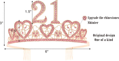 21st Birthday Pink Tiara for Women, 21st Birthday Sash and Crown, 21st Sash Birthday Girl