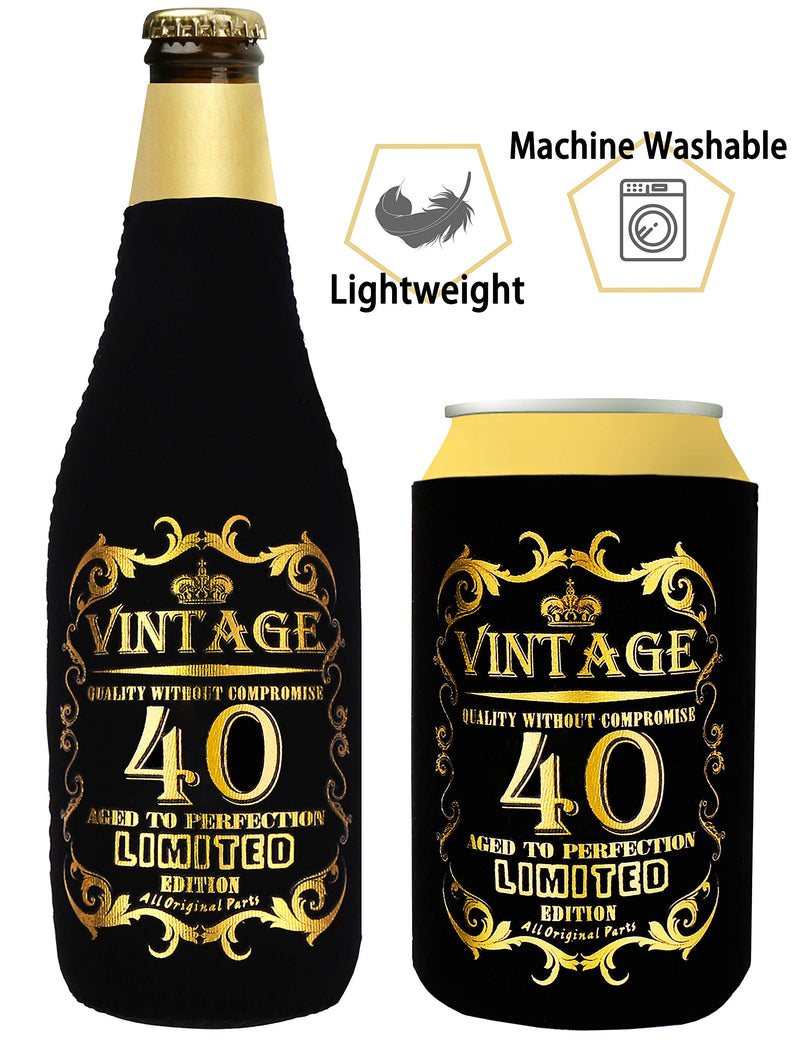 Cheers To 40th Years, 40th Birthday Can Cooler Bottle Cooler, 40th Birthday Gifts for Men