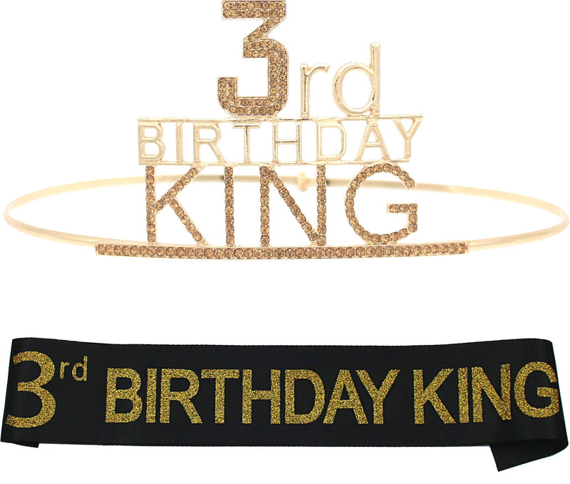 3rd Birthday King Crown and Sash for Boy,3rd Birthday for Him,3rd Birthday King Crown