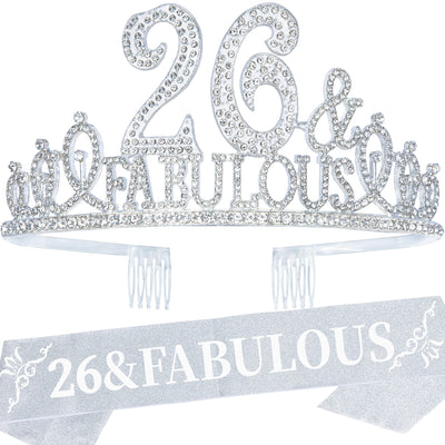 26th Birthday Gifts for Women, 26th Birthday Crown and Sash for Women, 26th Birthday