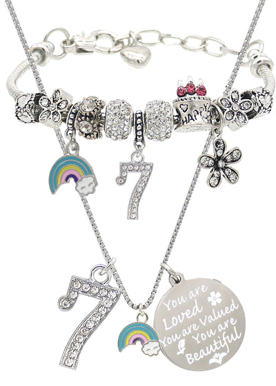 7th Birthday, 7th Birthday Decoration for Girls, 7th Birthday Gift, 7th Birthday Necklace