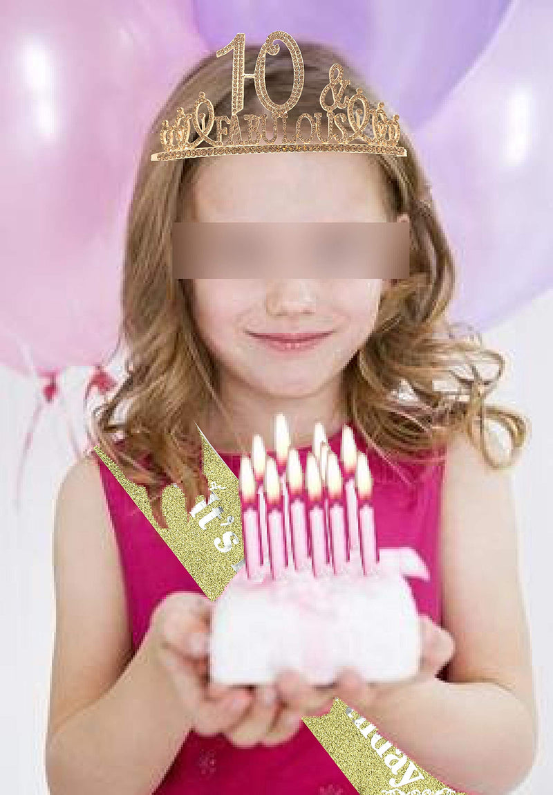 10th Birthday, 10th Birthday Tiara Golden, 10th Birthday Decorations for Girls, 10th