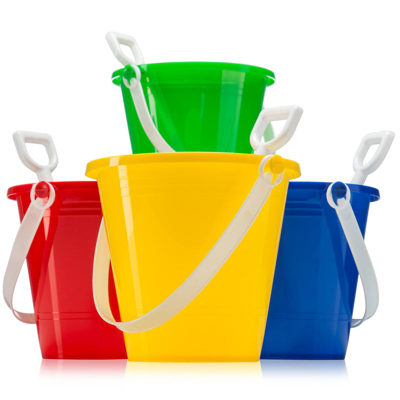 5" Inch Beach Pails Sand Buckets And Sand Shovels Set For Kids 6 Pack | Beach And Sand