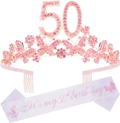 50th Birthday Gifts for Women, 50th Birthday Tiara and Sash, Its My 50th Birthday Sash