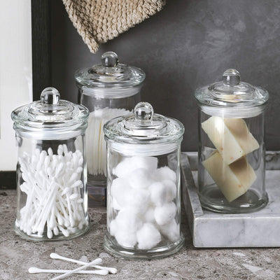 Glass Apothecary Jars Bathroom Storage Organizer Canisters (D3.5"XH7"