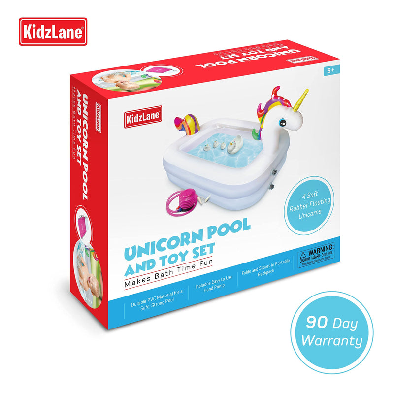 Kidzlane Unicorn Pool for Kids with Unicorn Pool Toys | Small Inflatable Kiddie Pool