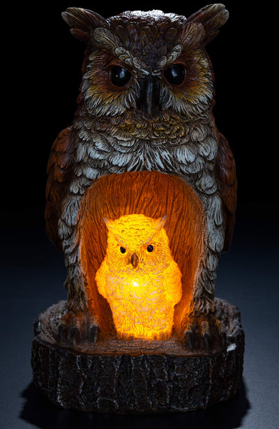 VP Home Mom and Baby Rustic Owls Solar Powered LED Outdoor Decor Garden