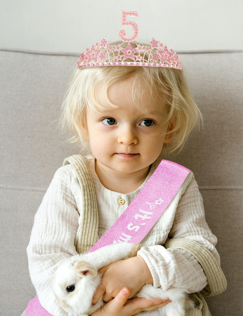 5th Birthday Gifts for Girls, 5th Birthday Tiara and Sash, 5th Birthday Decorations