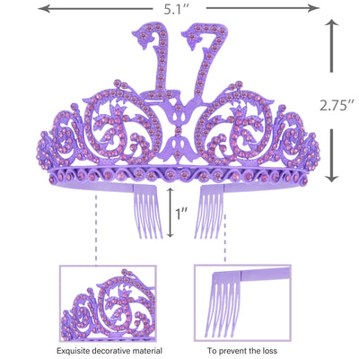 17th Birthday Sash And Tiara For Girls - Fabulous Set: Glitter Sash