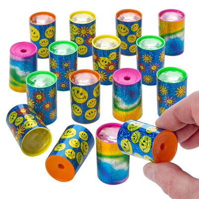 Kicko Mini Kaleidoscope Prism Toy 1.75 Inches - Pack of 16 - Assorted Colors and Designs