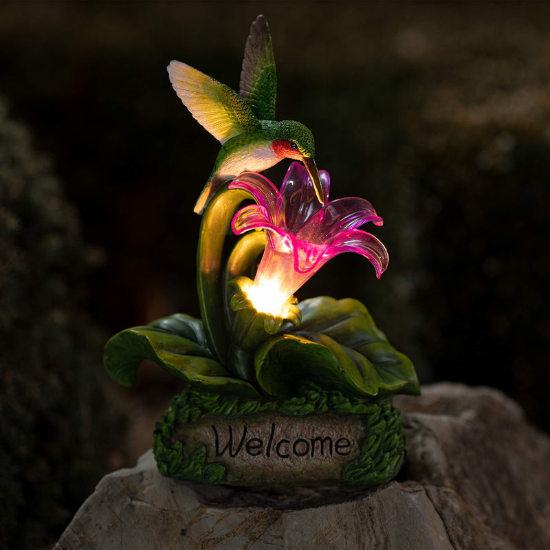 Vp Home Welcome Hummingbird Solar Powered Led Outdoor Decor Garden Light