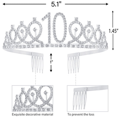 10th Birthday Gifts for Girl, 10th Birthday Tiara and Sash, 10th Birthday Decorations