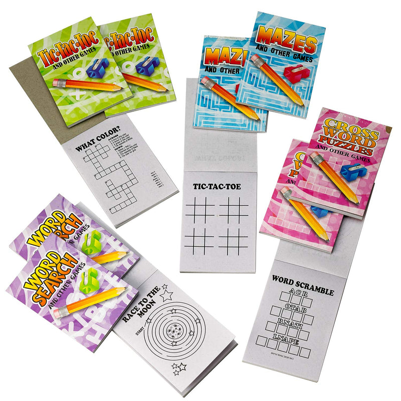 Kicko Mini Game Book Assortment - 12 Pack - 3 x 2 Inches - for Kids, Party Favors