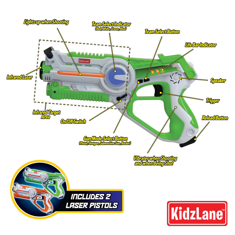 Kidzlane Infrared Laser Tag Game - Set of 2 - Infrared Laser Guns Indoor