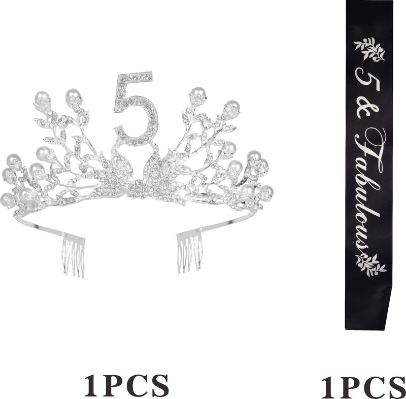 5th Birthday Gifts for Girls, 5th Birthday Tiara and Sash, Its My 5th Birthday Sash