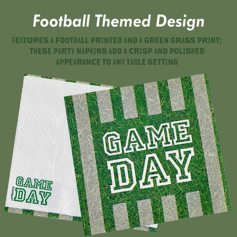 Kicko Game Day Paper Napkins - 64 Pack - 6.25 x 6.25 Inch - Disposable Kitchen Tissue