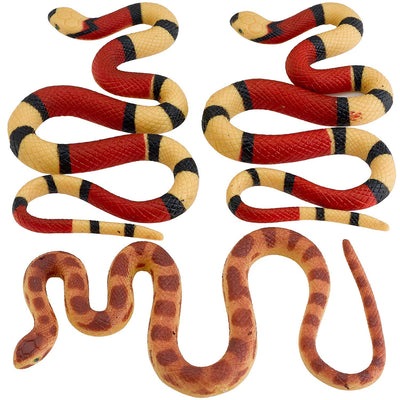 Kicko 22 Inch Mega Stretch Snake, 3 Pack - Elastic Reptile, Soft and Rubbery, Python