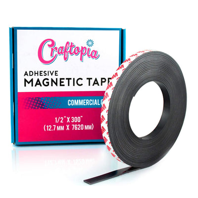 Craftopia Self Adhesive Magnet Strip Cuttable Roll, 1 inch x 12 feet Sticky Back Magnetic